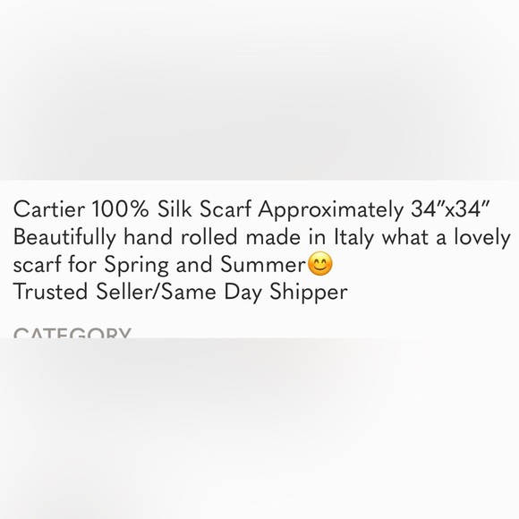 Cartier Silk Scarf. 34 X 34 - Picture 6 of 6